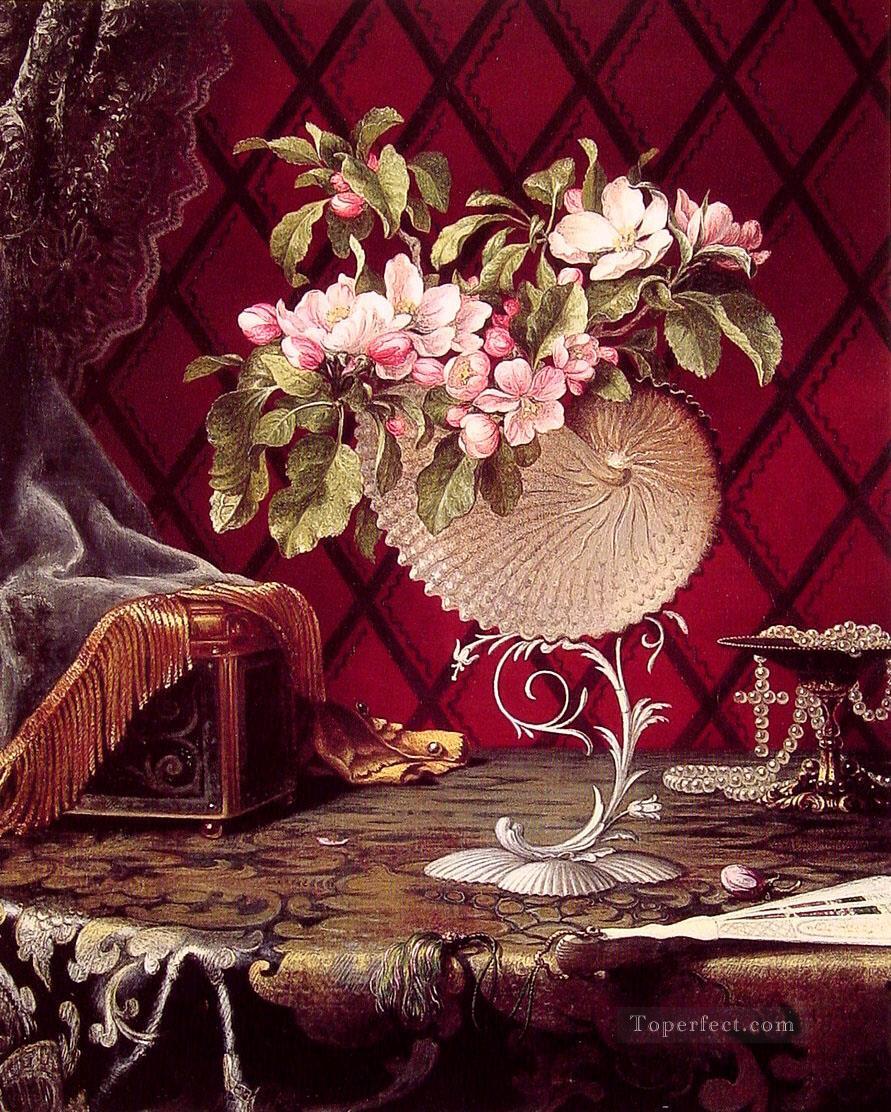 Still Life with Apple Blossoms in a Nautilus Shell flower Martin Johnson Heade classical flowers Oil Paintings
